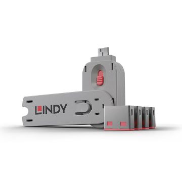 Clé USB et 4 bloqueurs de ports USB, Rose