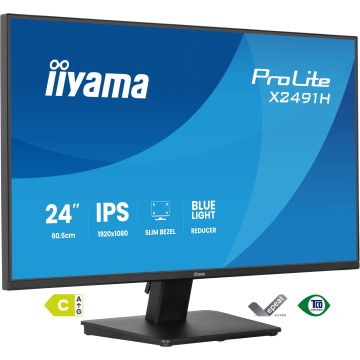 Ecran IIYAMA 24'' Noir dalle IPS Ultra mince 16:9 1920x1080 1ms 120Hz 350cd/m² 1500:1 Haut-parleurs DisplayPort HDMI Réduction fatigue oculaire TCO + EPEAT 