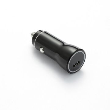 WE Chargeur allume-cigare 1 port USB-C - 20W/3A - avec câble USB-C/USB-C torsadé 1.50m - noir