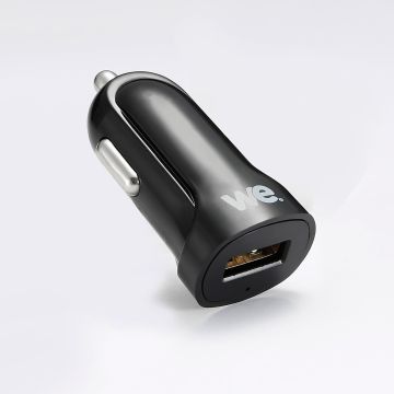 Chargeur allume-cigare 1 USB 2.4A noir - format MINI indicateur lumineux
