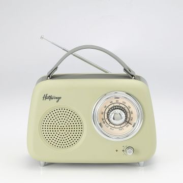 Enceinte/Radio HALTERREGO rétro 2, 5W RMS, Bluetooth, Radio FM, lecteur USB, Aux IN, batterie rechargeable, vert olive