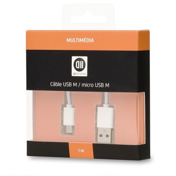 Câble USB 2.0 micro mâle/mâle1m blanc