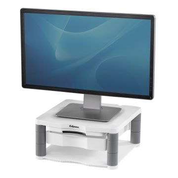 FELLOWES SUPPORT MONITEUR PREMIUM PLUS - GRIS CLAIR / BLANC