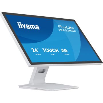 Ecran IIYAMA 24" Blanc IPS Tactile DeepContrast PCAP+10points verre bord à bord 1920x1080 5ms 420cd/m² 120Hz DP HDMI HPs 2xUSB paysage T2452MSC-W2AG