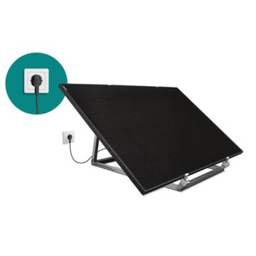 Kit panneau solaire 300W Plug&play non extensible: panneau de 410W full black , micro-onduleur haut rendement de 300W, support en alu, prise connectée IP44