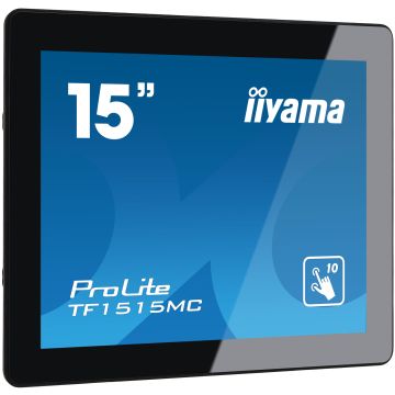 ECRAN IIYAMA 15 Open frame Tactile Noir 4:3 PCAP 10pts 1024x768 8ms 350 cd/m² VGA HDMI DisplayPort Mini jack paysage portrait TF1515MC-B2"