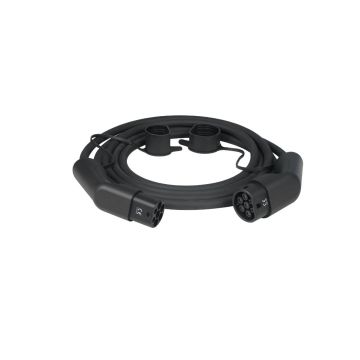 Câble de recharge pour les voitures électriques, type T2, monophasé 32A/7,2kW, IP54, longueur de 5m, noir