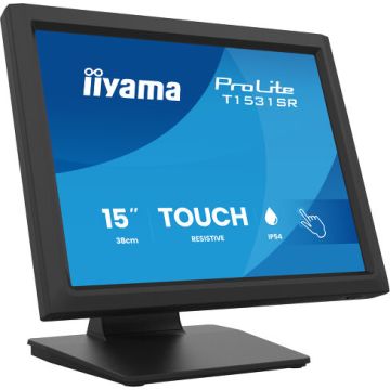 Ecran IIYAMA 15 Noir Tactile Resistive dalle VA 1024x768 4:3 350cd/m² 18ms Haut-parleurs VGA HDMI Displayport USB Mini jack paysage installation a plat"