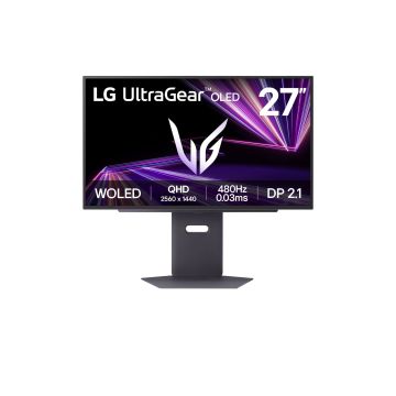 ECRAN LG 27 gaming Noir OLED 16:9 0.03ms 2560x1440 480Hz 275cd/m2 HDMI DisplayPort Sortie Casque Inclinable Rotatif réglab haut pivot "