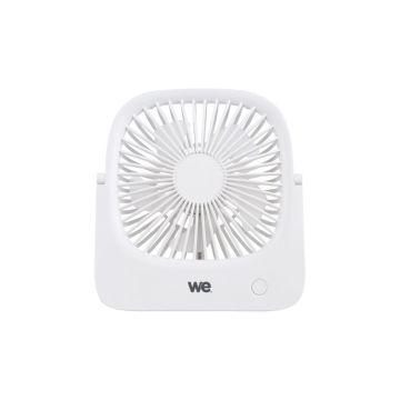 Ventilateur de bureau pliable, rechargeable 1200mAh, 4 vitesses, 144x34x185mm, blanc