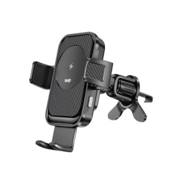 WE Support voiture universel pour smartphones avec chargeur sans fil 15W, ouverture et fermeture automatiques -Fixation ventouse + grille d'aération - MAX 9,5CM