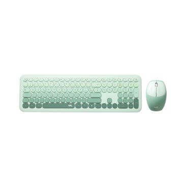 WE POP Pack clavier + souris sans-fil 2.4Ghz r&eacute;cepteur USB + adapteur USB-C, 104 touches, piles incluses, vert