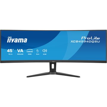 Ecran IIYAMA 45" Noir VA 32:9 incurvé 1500R 5120x1440 UWQHD 2ms 75Hz 450 cd/m² HPs 2xDP 2xHDMI USB-C 4xUSB HUB 13cm pied reglable hauteur