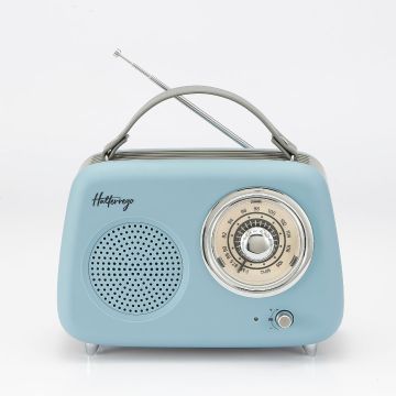 Enceinte/Radio HALTERREGO rétro 2, 5W RMS, Bluetooth, Radio FM, lecteur USB, Aux IN, batterie rechargeable, bleu
