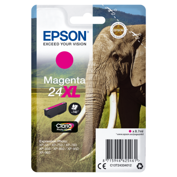 EPSON Cartouche Eléphant 24XL Encre Claria Photo HD Magenta 8,7ml