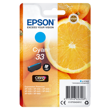 EPSON Cartouche Oranges 33 Encre claria Premium Cyan 4,5ml