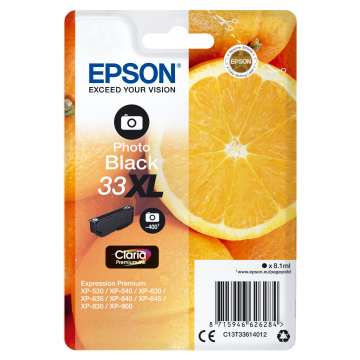 EPSON Cartouche Oranges 33XL Encre claria Premium Noir Photo 8,1ml