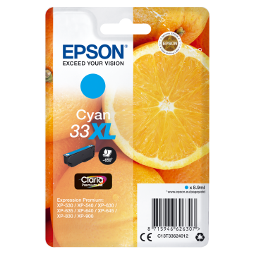 EPSON Cartouche Oranges 33XL Encre claria Premium Cyan 8,9ml