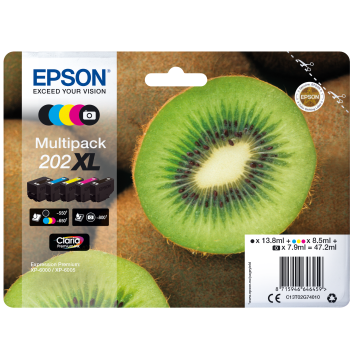EPSON Multipack Kiwi 202XL Encre N,C,M,J 1x13,8ml+3x8,5ml