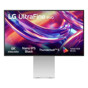 ECRAN LG 32" Ultrafine Evo 6K Noir IPS 16:9 5ms 6144x3456 450cd/m2 HDMI DisplayPort Thunderbolt USB-C HPs Pied inclinable réglab haut rotatif 32U990A-S