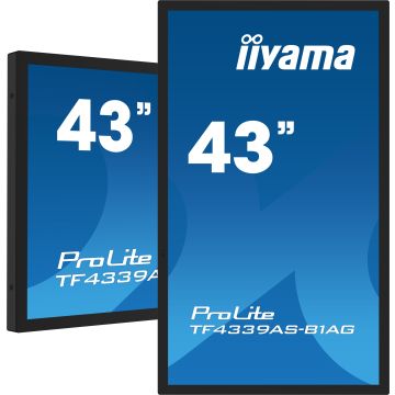 IIYAMA LFD 43 Interactif Noir Tactile PCAP 40pts IPS 24/7 3840x2160 16:9 500 cd/m² 8ms HP 2x10W 3xUSB 2xHDMI DP paysage portrait VESA 200x200 TF4339AS-B1AG