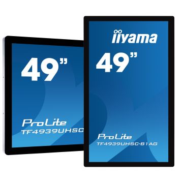IIYAMA LFD 49" tactile interactif 4K PCAP 15pts 24/7 IPS LED 500 cd/m² 8ms VGA 2xHDMI DP Mini jack RS-232c RJ45 2xHps TF4939UHSC-B1AG