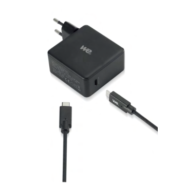 WE Bundle chargeur USB-C + câble USB-C/USB-C 2m - Chargeur 1 port USB-C 100W - PD 3.0/QC3.0 - noir