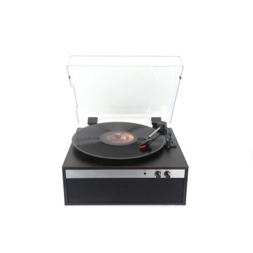 Platine vinyle Halterrego BROOKLYN, haut-parleurs intégrés, 3 vitesses, marche/arrêt automatique, Entrée : jack 3.5mm , Sortie : Bluetooth V5.4, RCA, bois foncé