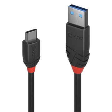 Câble USB 3.2 Type A vers C, 10Gbit/s, Black Line, 1m