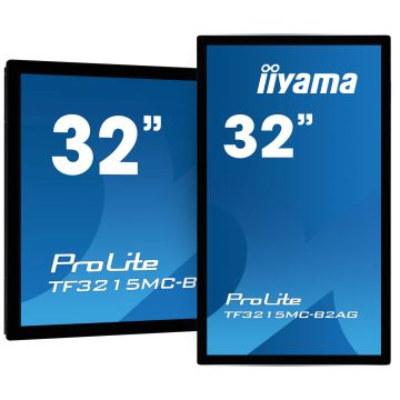 IIYAMA LFD 32" Noir Tactile PCAP 30pts VA 24/7 1920x1080 VGA DisplayPort HDMI 500cd/m² 8ms paysage portrait VESA 200x200 TF3215MC-B2AG