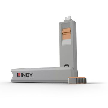 Kit bloqueur de port USB Type C avec clé et 4 verrous, orange