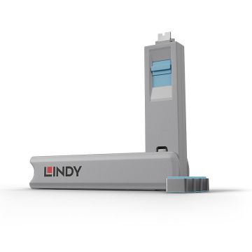 Kit bloqueur de port USB Type C avec clé et 4 verrous, bleu