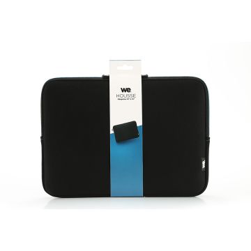 HOUSSE NEOPRENE SLEEVE 12-14 NOIRE SURPIQURE BLEU CANARD épaisseur de 4mm