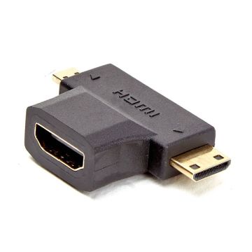 Adaptateur 2 en 1 HDMI port micro HDMI + mini HDMI mâle port HDMI femelle connecteurs OR