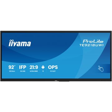 IIYAMA LFD 92 dalle VA 50 pts 5120x2160 5K UHD 21:9 Ultra large 16/7 HP 4xHDMI DP 4xUSB 3.2 2xUSB-C(3.2) 500cd/m² 6.5 ms Tactile Interactif microphone Paysage"