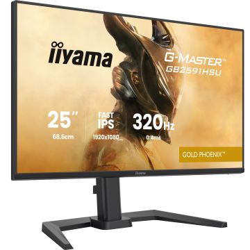 Ecran IIYAMA 24.5'' G-Master Gold Phoenix Noir Fast IPS 1920x1080 16:9 0.4ms  350cd/m² 320Hz 1000:1 2xHDMI DP 4xUSB HPs G-SYNC comp 15cm pied réglab haut