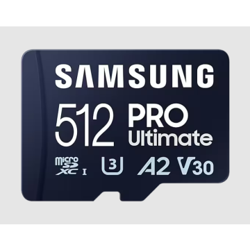CARTE MEMOIRE SAMSUNG 512 Go MICRO-SD PRO Ultimate avec lecteur USB Classe 10 Lecture 200 Mo/s Ecriture 130 Mo/s MB-MY512SB/WW