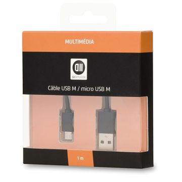 Câble USB 2.0 micro mâle/mâle 1M Noir