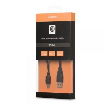 Câble USB 2.0 B mini mâle/A mâle 1.50m