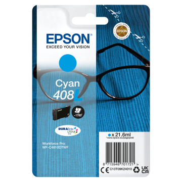 EPSON Encre Cyan 21.6ml DURABrite Ultra Lunettes - 408/408L