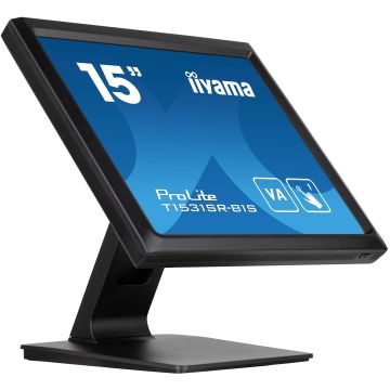 Ecran IIYAMA 15 Tactile Resistiv 1024x768 dalle VA Haut-parleurs VGA HDMI DP USB 350cd/m² 2500:1 18ms T1531SR-B1S