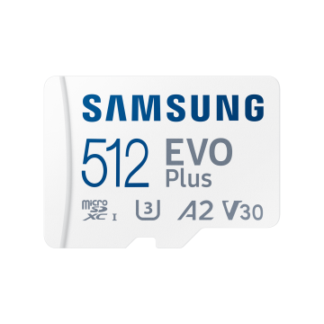 CARTE MEMOIRE SAMSUNG 512G MICRO SD EVO PLUS 2024 avec adaptateur SD classe 10 Lecture 160 Mo/s Ecriture 160 Mo/s MB-MC512SA/EU