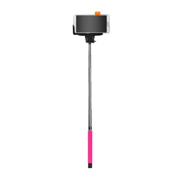 Perche à selfie Bluetooth fushia - jusqu'à 1m avec bouton déclencheur sur manche compatible Android 3.0 et IOS4.0