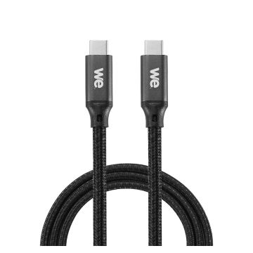 WE Câble USB-C mâle/USB-C mâle/mâle en nylon tressé 1m - USB 3.2 gen 1 - 3A - noir et blanc