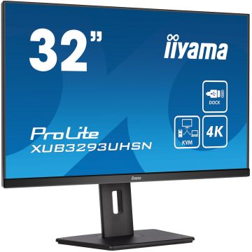 Ecran IIYAMA 31,5 Noir IPS 3840 x 2160 4ms 350 cd/m² 16:9 60Hz 1xHDMI 1xDP 1xUSB-C 2xUSB-HUB 2xHP et écouteurs commutateur KVM Docking USB-C intégrée