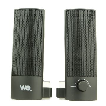 Enceinte PC WE 2.0 RMS 2 x 2.5W , transformable en barre de son, connection en USB, Jack stéréo 3.5 mm Interrupteur on/off