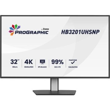 Ecran Prographic IIYAMA 32" Noir Ultra mince IPS 16:9 3840x2160 60Hz 450cd/m² 4ms DP HDMI HPs 4xUSB HUB USB-C DOCK 15cm pied réglable haut pivot TCO