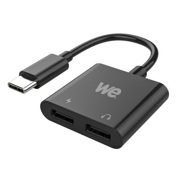 WE Adaptateur USB C vers USB C x2, adaptateur 2 en 1 charge et audio spécialement conçu pour appareils en USB C